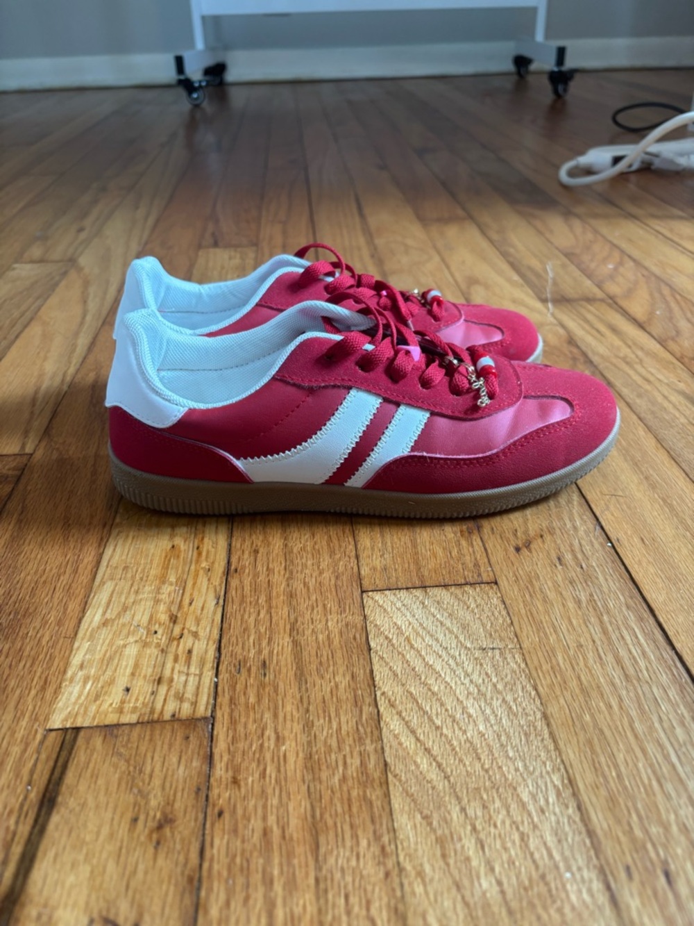 Madden Girl Red and White Retro Athletic Sneakers